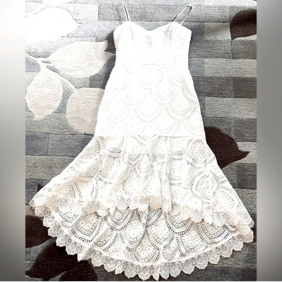 Anthropologie Lace Tiered Mermaid Bohemian Coquette Girl Coastal Cowgirl Dress